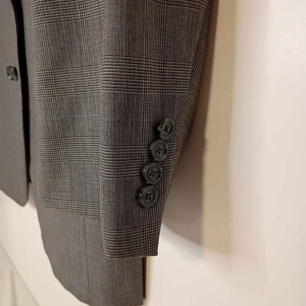 Jos A‎ Bank Blazer Mens 44S Gray Wool Glen Plaid 2 Button Sport Coat Jacket - Picture 8 of 11